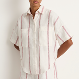 BONDI BORN Kiama Short Sleeve Shirt - Red Stripe