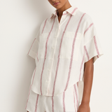 BONDI BORN Kiama Short Sleeve Shirt - Red Stripe