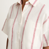BONDI BORN Kiama Short Sleeve Shirt - Red Stripe