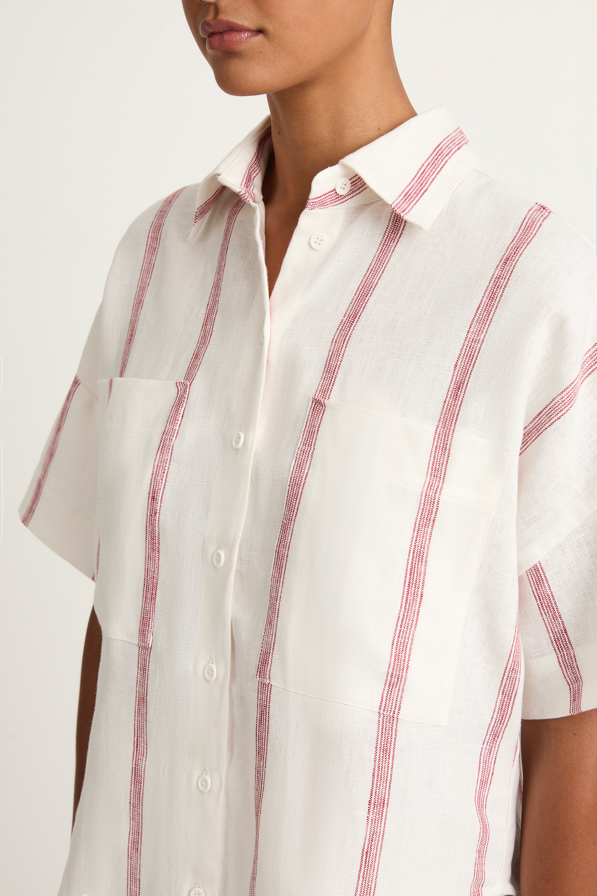 BONDI BORN Kiama Short Sleeve Shirt - Red Stripe