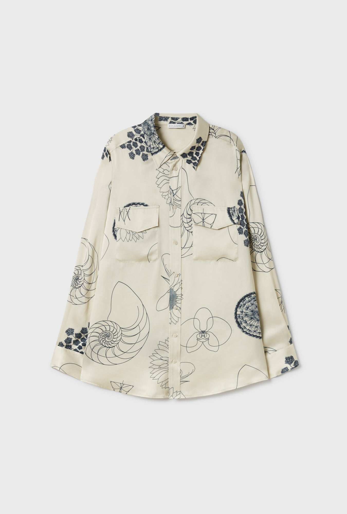 Silk Laundry Boyfriend Shirt - Fibonacci Off White
