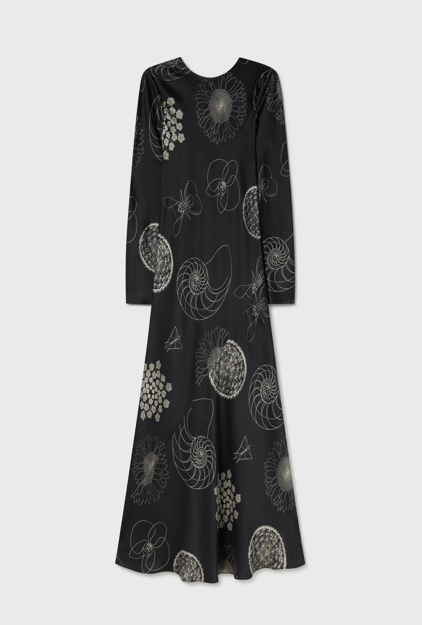 Silk Laundry Full Sleeve Bias Dress - Fibonacci Black