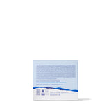 Product packaging with text and a blue label on a white background