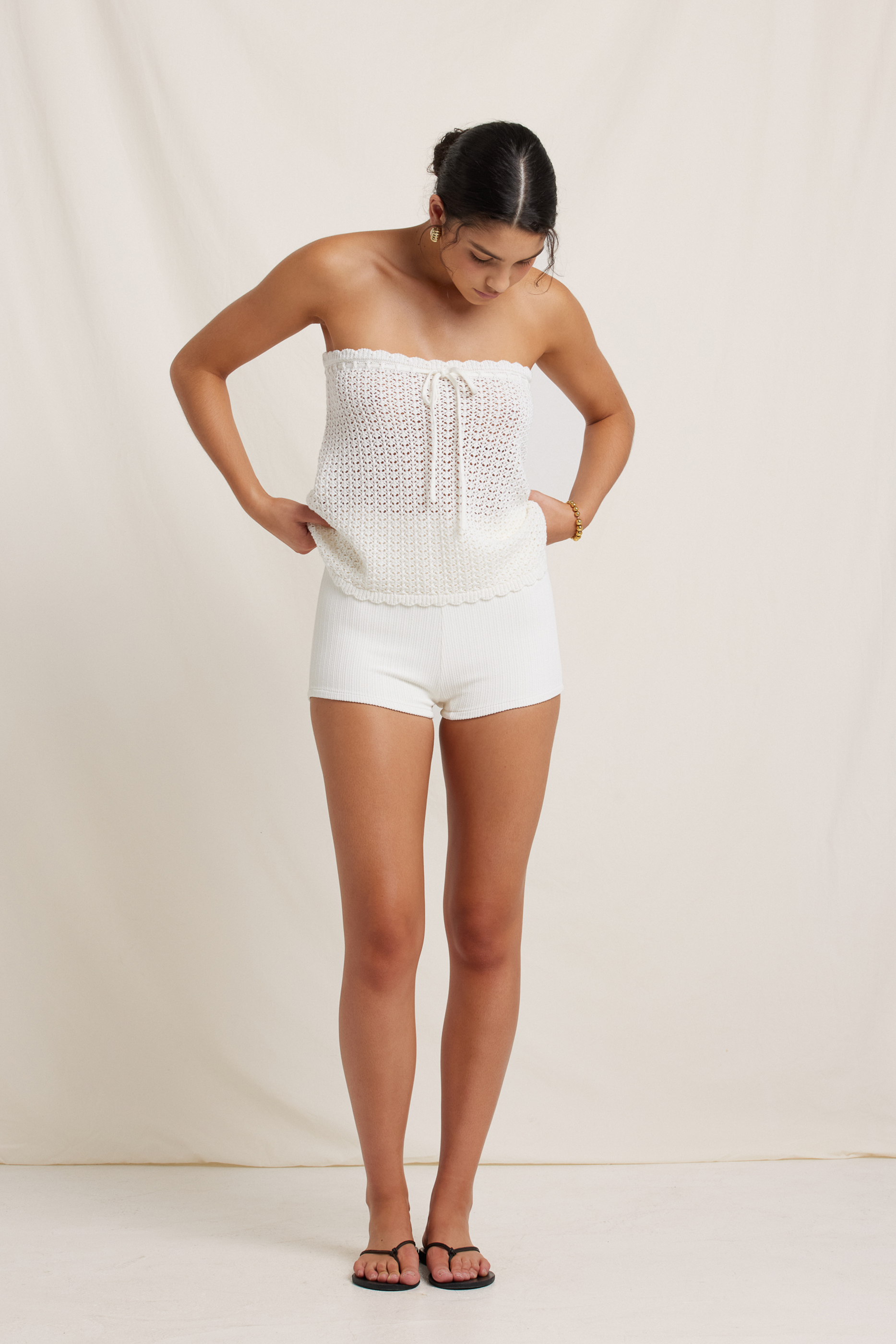 Peony Pointelle Mini Skirt - Seashell