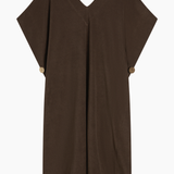 Simone Fan Long Open Kaftan Thin Shaved Terry - Chocolate