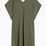 Simone Fan Long Open Kaftan Thin Shaved Terry - Olive