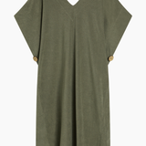 Simone Fan Long Open Kaftan Thin Shaved Terry - Olive