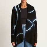 Suzusan Cashmere Seamless Upside Down Cape - Black / Natural White