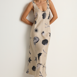 Silk Laundry Scoop Neck Dress - Seashells