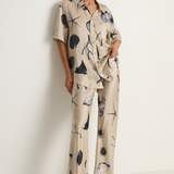 Silk Laundry Short Sleeve Boyfriend Shirt - Seashells