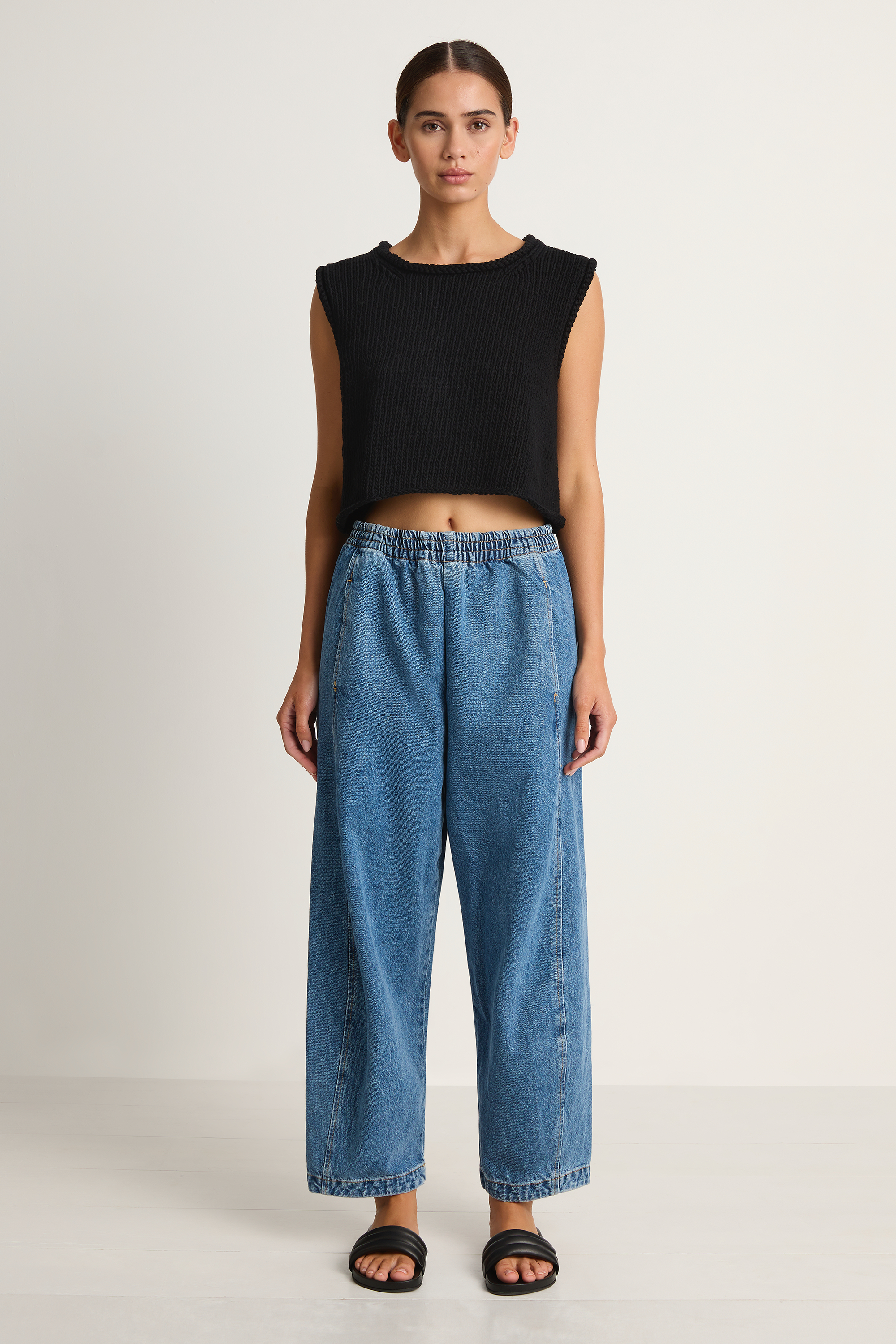 Shaina Mote Alba Pant Medium Blue & Brisa Top Black