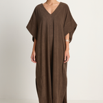Simone Fan Long Open Kaftan Thin Shaved Terry - Chocolate