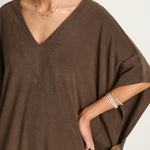 Simone Fan Long Open Kaftan Thin Shaved Terry - Chocolate
