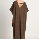 Simone Fan Long Open Kaftan Thin Shaved Terry - Chocolate