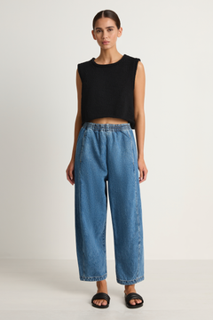 Shaina Mote Alba Pant Medium Blue & Brisa Top Black