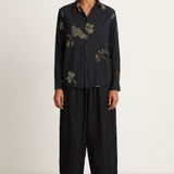 Pas De Calais Light Twill Crinkle Drop Crotch Pants - Black