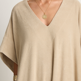 Simone Fan Long Open Kaftan Thin Shaved Terry - Sand