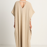 Simone Fan Long Open Kaftan Thin Shaved Terry - Sand