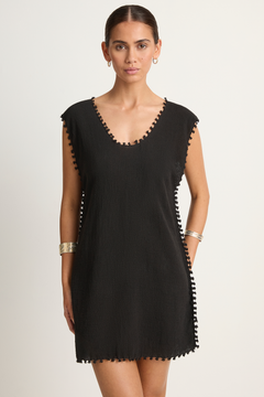 Caravana Awal Short Cotton Dress - Black