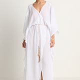 Caravana Chumuk Long Cotton Crossover Kaftan - White