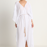 Caravana Chumuk Long Cotton Crossover Kaftan - White
