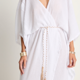 Caravana Chumuk Long Cotton Crossover Kaftan - White