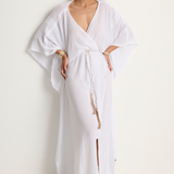 Caravana Chumuk Long Cotton Crossover Kaftan - White
