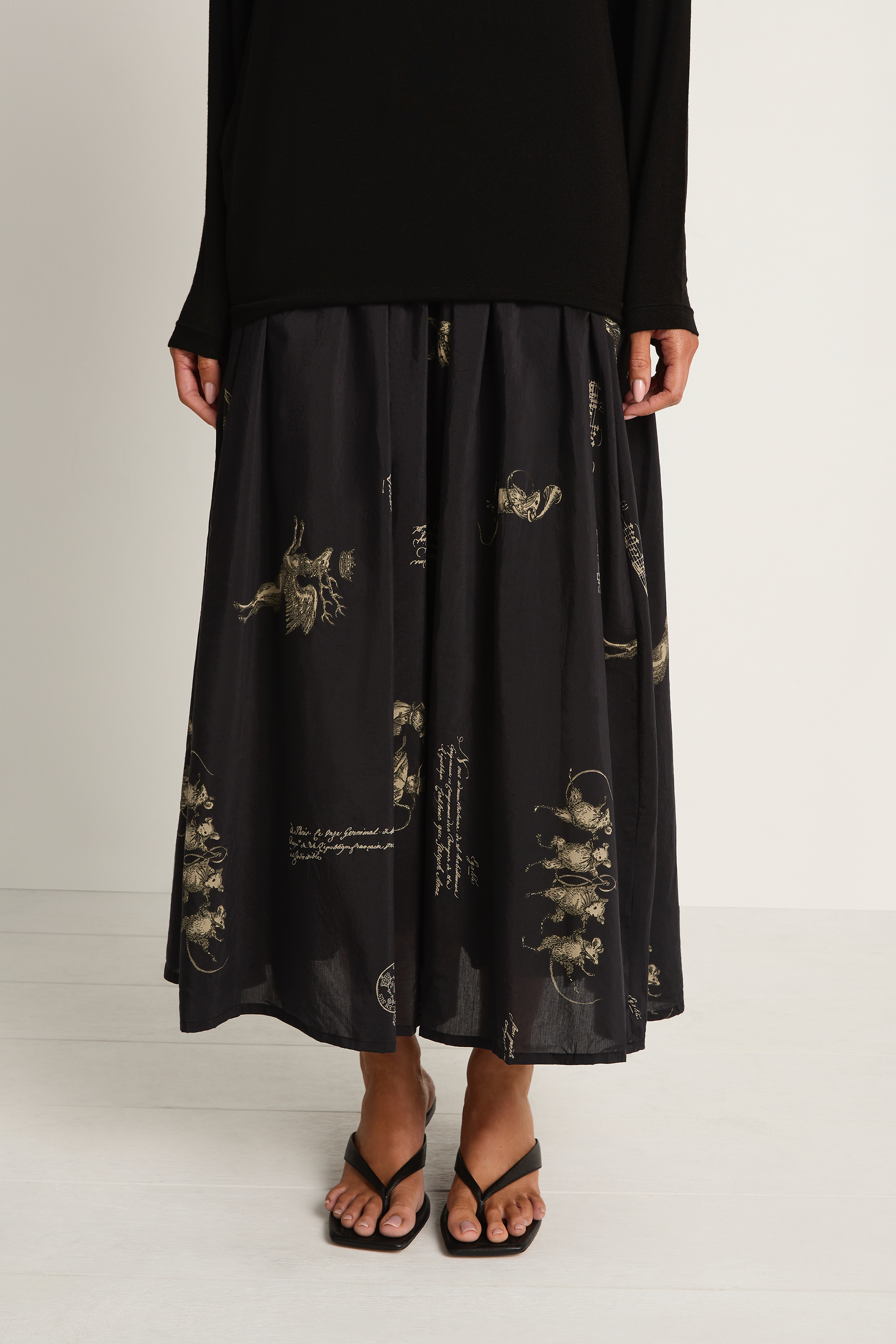Pas De Calais Animal Concert Print Skirt - Black