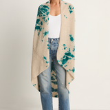Suzusan Cashmere Seamless Upside Down Cape - Madara Shibori Dark Teal / Sand
