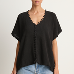 Caravana Xmaben Short Sleeve V-Neck Top - Black