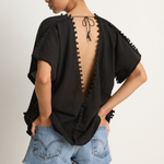 Caravana Xmaben Short Sleeve V-Neck Top - Black