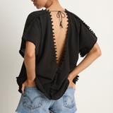 Caravana Xmaben Short Sleeve V-Neck Top - Black