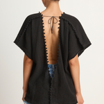 Caravana Xmaben Short Sleeve V-Neck Top - Black