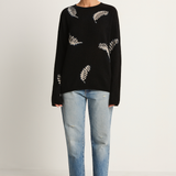 Suzusan Cashmere Seamless Long Pullover - Makinui Shibori Feather Black / Sand