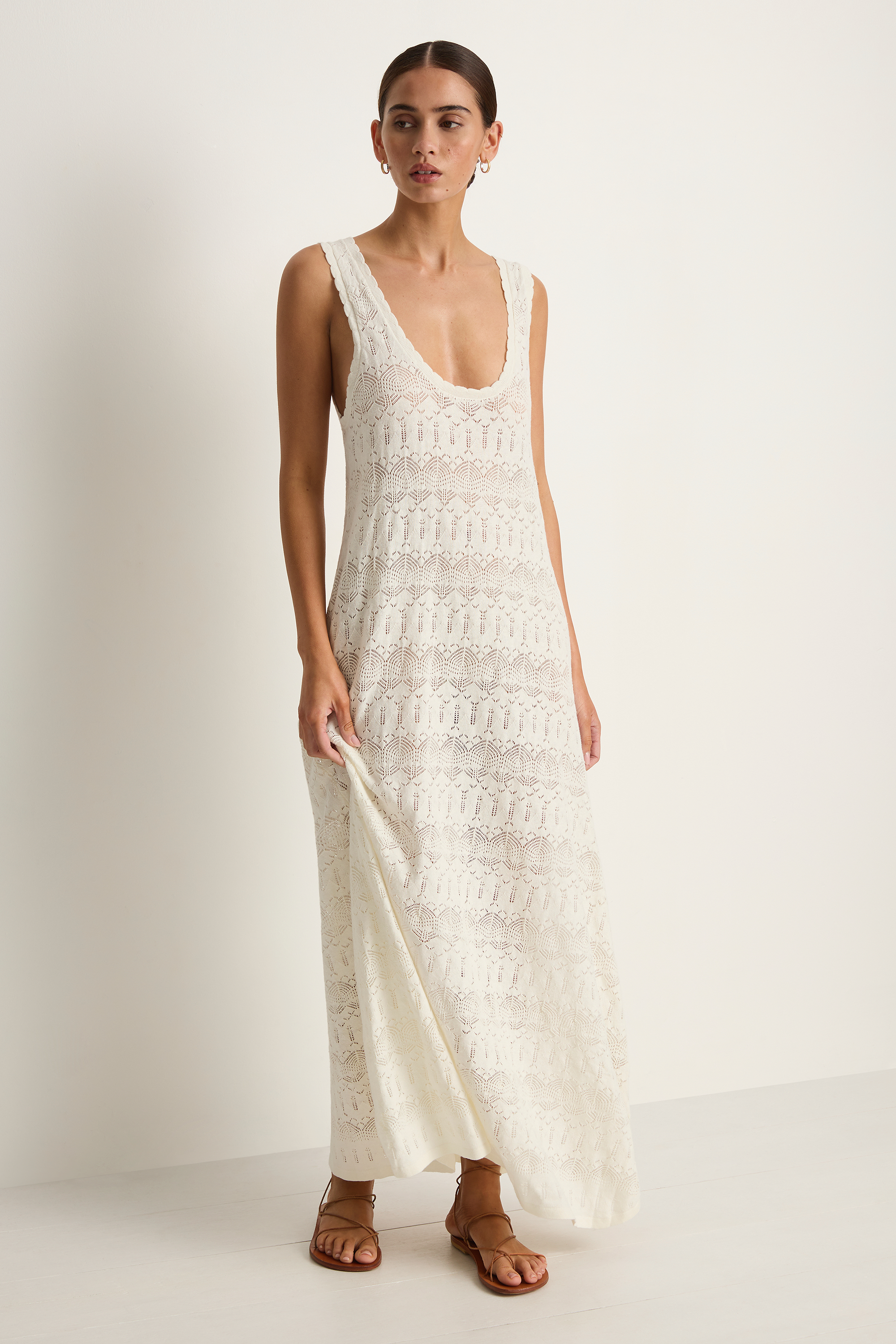SPELL Siesta Maxi Dress - White Sand