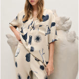 Silk Laundry Short Sleeve Boyfriend Shirt - Seashells