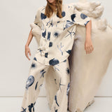 Silk Laundry Short Sleeve Boyfriend Shirt - Seashells