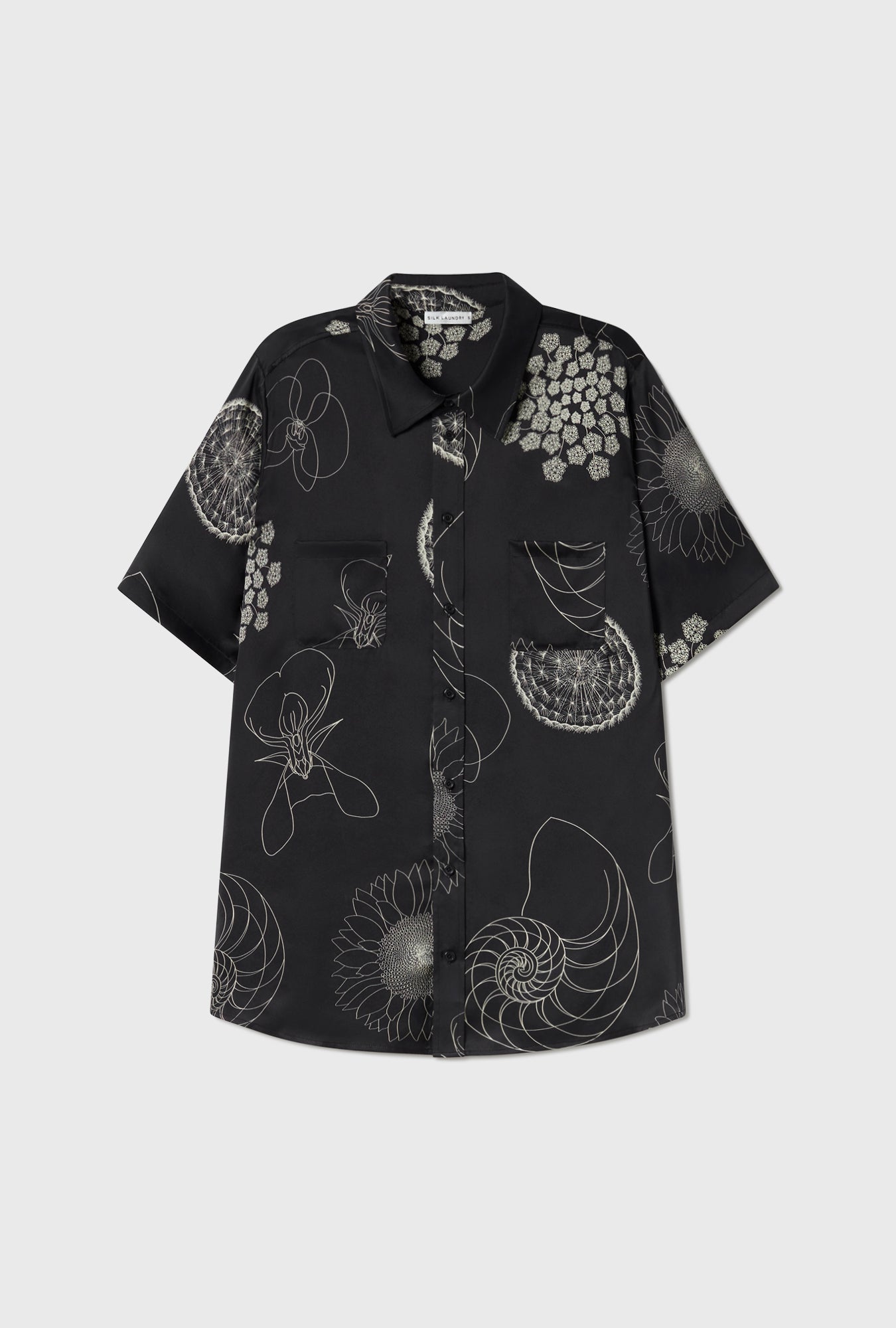 Silk Laundry Short Sleeve Boyfriend shirt - Fibonacci Black