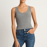 AMO Denim Crop Rib Tank - Heather Grey