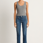 AMO Denim Crop Rib Tank - Heather Grey