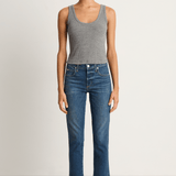 AMO Denim Crop Rib Tank - Heather Grey