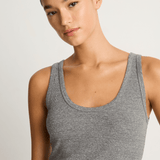 AMO Denim Crop Rib Tank - Heather Grey