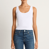 AMO Denim Crop Rib Tank - White