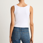 AMO Denim Crop Rib Tank - White