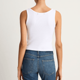 AMO Denim Crop Rib Tank - White