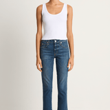 AMO Denim Crop Rib Tank - White