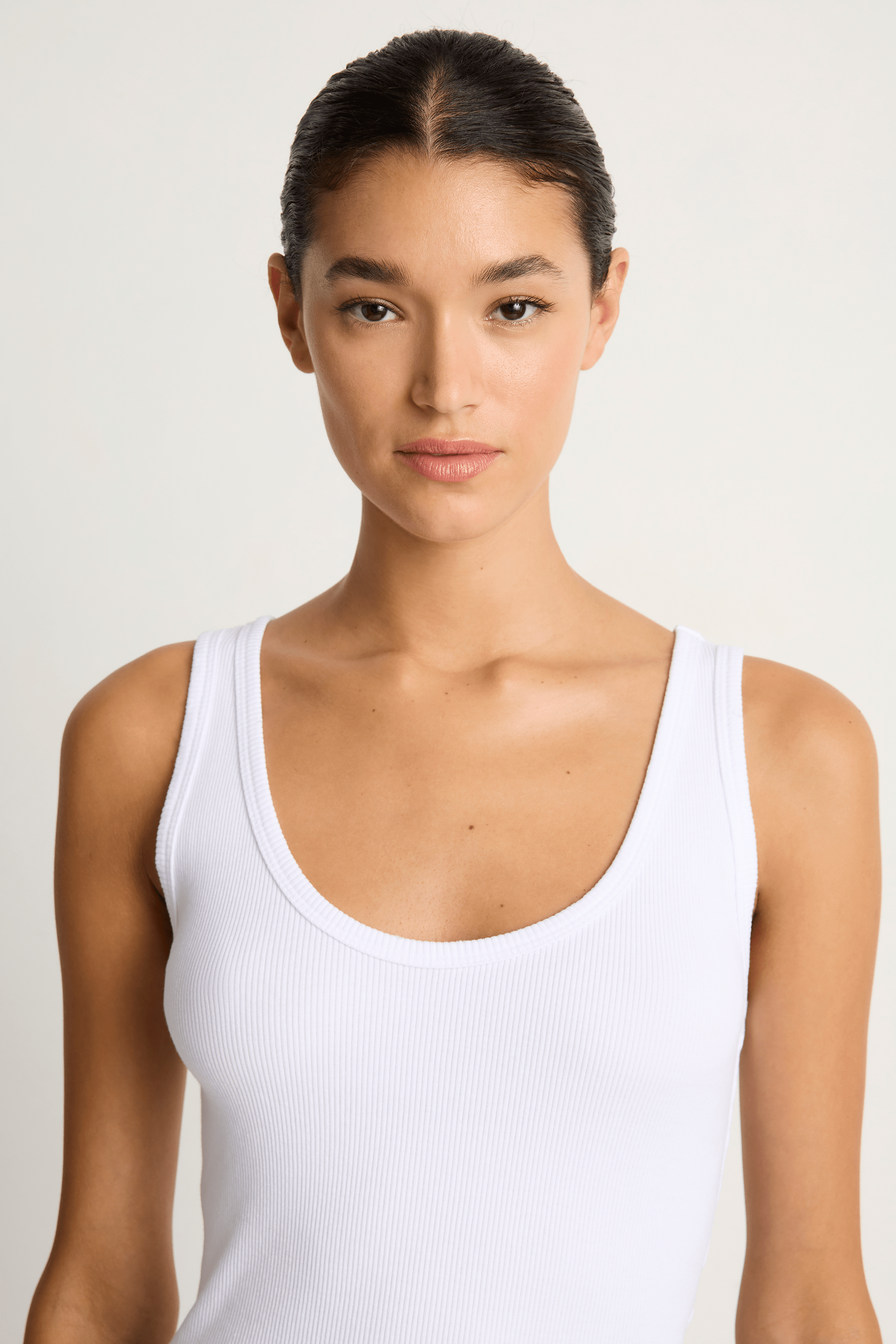AMO Denim Crop Rib Tank - White