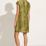 Anaak Vien Mandarin Tussar dress in apple batik