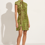 Anaak Vien Mandarin Tussar dress in apple batik