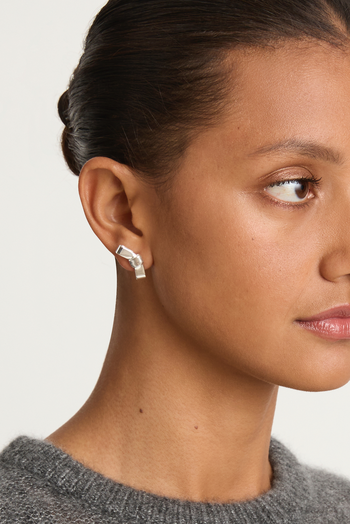 Annika Inez Petite Cravat Studs - Silver